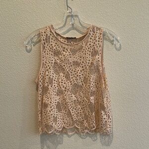 Zara Elegant Lace Sleeveless Top - Cream